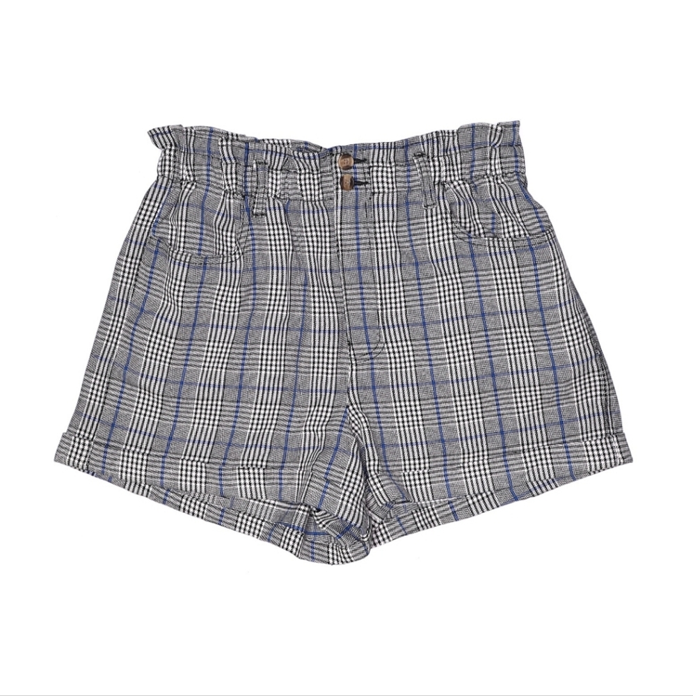 American Eagle Plaid Paper Bag Women's Cuffed Shorts | Size 14